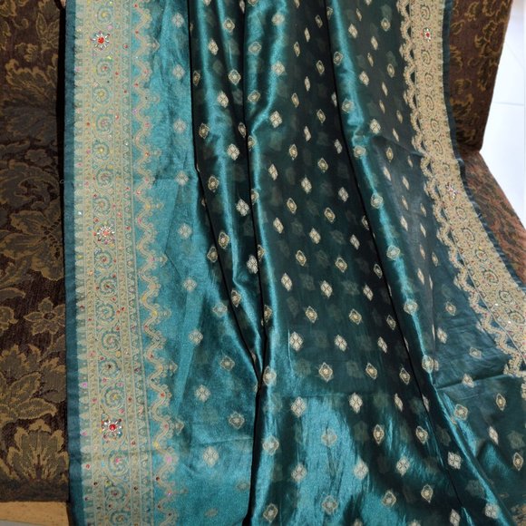 ~~~~ GRAND BEAUTIFUL SILK  WEDDING PARTY WEAR SARI + FREE GIFT ~~~~ - Picture 1 of 12